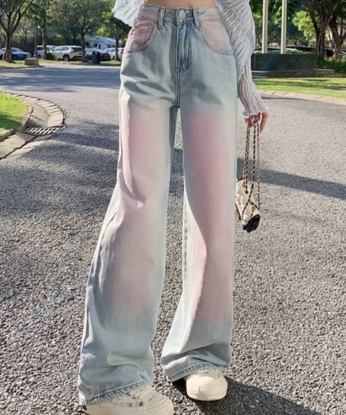 almo（アルモ）の「PT ピンク加工バギーデニムパンツ(se)（デニムパンツ・レディース・ブルー・FREE）」の2枚目の写真