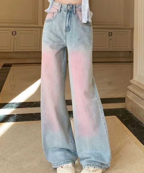 almo（アルモ）の「PT ピンク加工バギーデニムパンツ(se)（デニムパンツ・レディース・ブルー・FREE）」の3枚目の写真