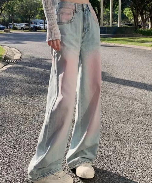 almo（アルモ）の「PT ピンク加工バギーデニムパンツ(se)（デニムパンツ・レディース・ブルー・FREE）」の4枚目の写真