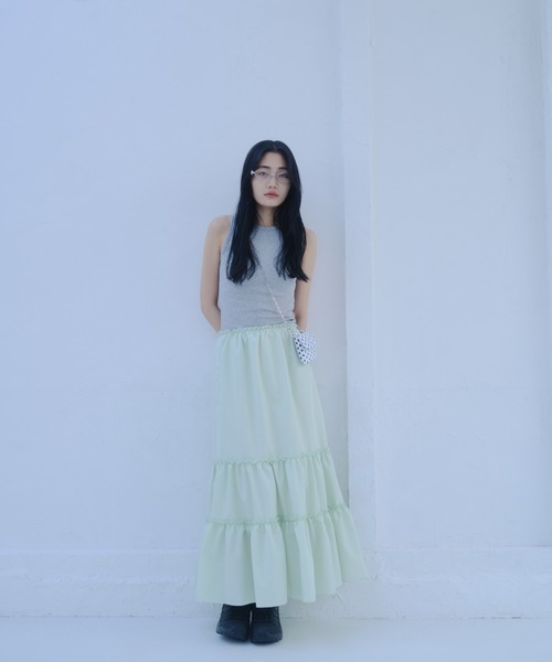 Gather tiered long skirt/ ギャザーティアードロングスカート
