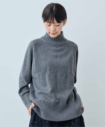 IEDIT | ＩＥＤＩＴ　表ウール混で内側コットン１００％のダブルフェイス素材こなれ見えハイネックニット(ニット/セーター)