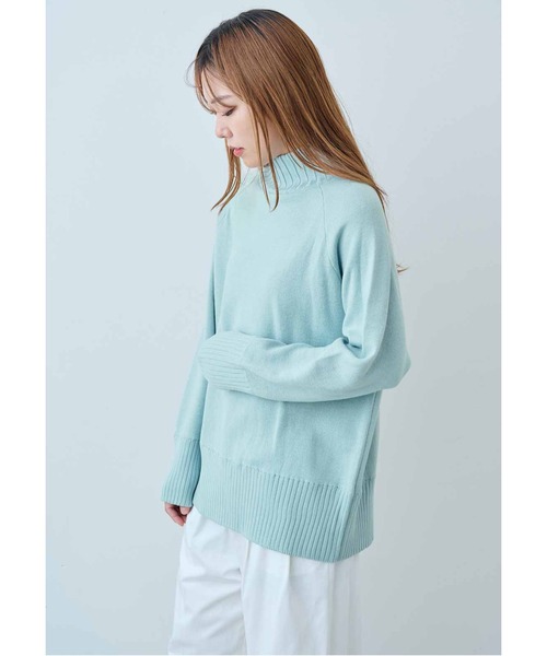 IEDIT(イディット)の「IEDIT 表ウール混で内側コットン100%のダブルフェイス素材こなれ見えハイネックニット(ニット/セーター・レディース・グレー/ブルー/イエロー・S/M/L/LL/3L/4L)」の11枚目の写真