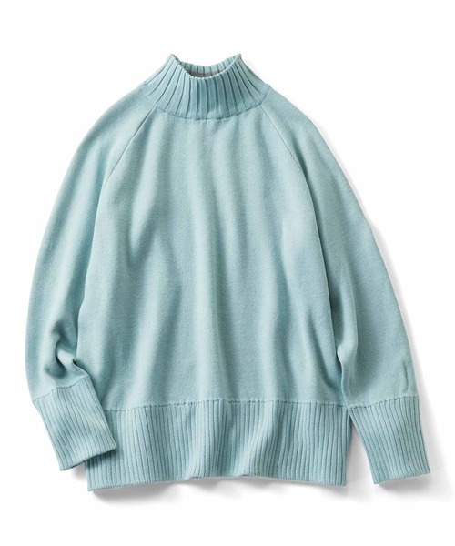 IEDIT(イディット)の「IEDIT 表ウール混で内側コットン100%のダブルフェイス素材こなれ見えハイネックニット(ニット/セーター・レディース・グレー/ブルー/イエロー・S/M/L/LL/3L/4L)」の4枚目の写真