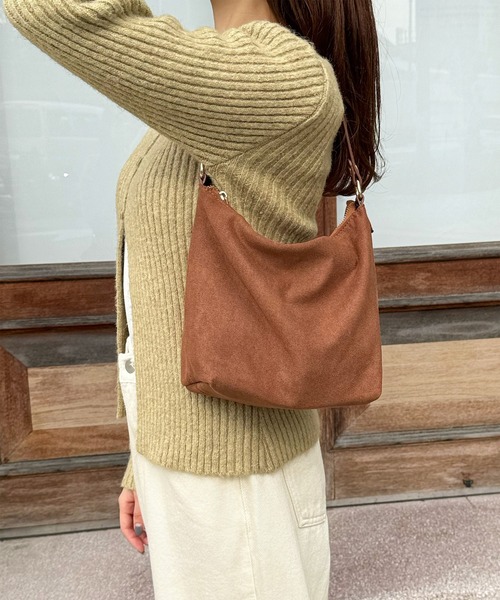 LE MORE（リモア）の「スウェードハンドバッグ（ハンドバッグ・レディース・ブラック/キャメル/ブラウン・FREE）」の9枚目の写真