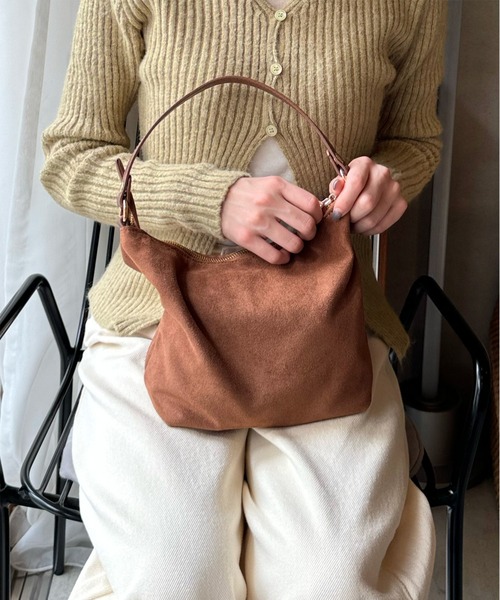 LE MORE（リモア）の「スウェードハンドバッグ（ハンドバッグ・レディース・ブラック/キャメル/ブラウン・FREE）」の7枚目の写真