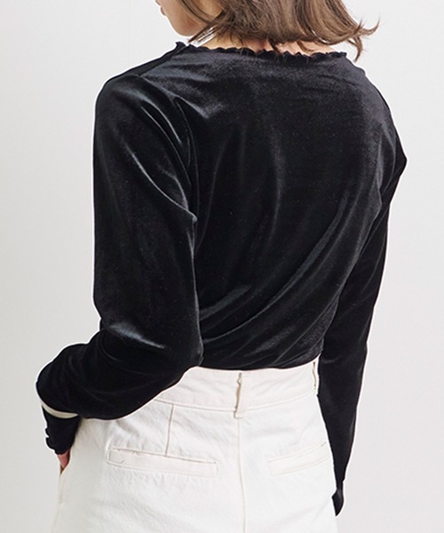 Fizz(フィズ)の「【Fizz/フィズ】 カットベロア メロークルーネックトップス(Tシャツ/カットソー・レディース・アイボリー/モカ/ブラック/グレー・M)」の8枚目の写真