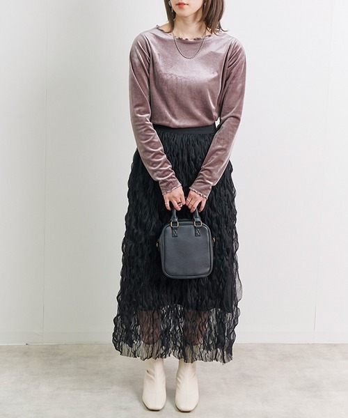 Fizz(フィズ)の「【Fizz/フィズ】 カットベロア メロークルーネックトップス(Tシャツ/カットソー・レディース・アイボリー/モカ/ブラック/グレー・M)」の16枚目の写真