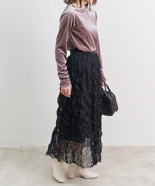 Fizz(フィズ)の「【Fizz/フィズ】 カットベロア メロークルーネックトップス(Tシャツ/カットソー・レディース・アイボリー/モカ/ブラック/グレー・M)」の15枚目の写真