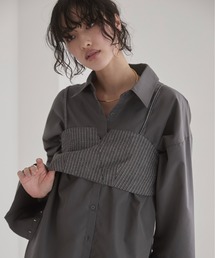 ワイドカフスオーバーサイズシャツ【ビスチェ付き・2点セット】