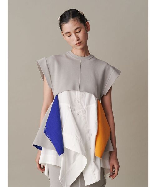 UN3D.(アンスリード)の「MULTICOLOR 2WAY CAPE VEST / マルチカラー2WAYケープベスト(ニット/セーター・レディース・ブラック/ベージュ・FREE)」の20枚目の写真