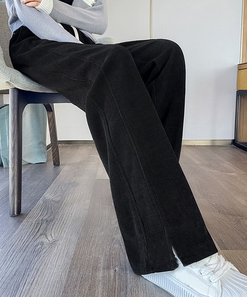 Kuroba(クロバ)の「裏シャギーコーデュロイストレートパンツ(その他パンツ・レディース・グレー/ベージュ/ブラック・L/M)」の1枚目の写真