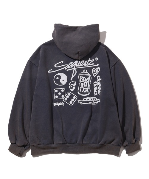 SEQUENZ(シークエンズ)の「【SEQUENZ/シークエンズ】LOGO MOTIF WASHED ZIP P/K / 裏起毛 アートワークデザイン スノーウォッシュ加工 ジップアップパーカー(パーカー・メンズ・ピンク/ダークブラウン/ネイビー/ブラック・M/L/XL/S)」の21枚目の写真