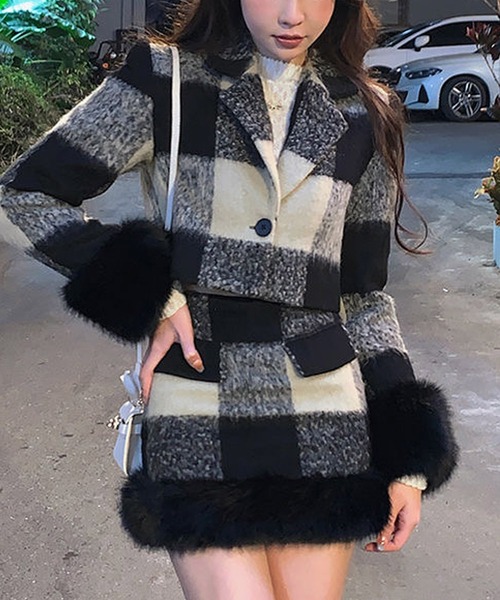 Sibra（シブラ）の「セットアップ チェック 柄ショート丈テーラード