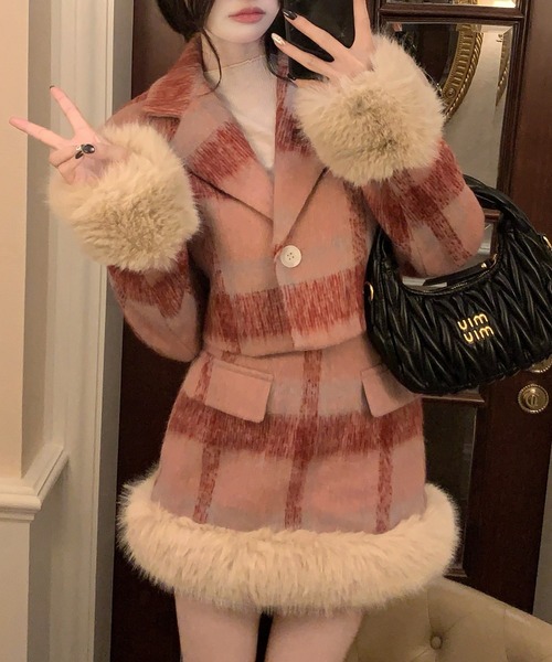 sukala チェック柄　上下セット セール】セットアップ チェック 柄ショート丈テーラード