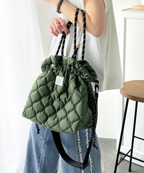 Java（ジャバ）の「《JaVa ジャバコラボ》おしゃれも実用性も叶う。2WAYキルティング巾着ショルダーバッグ（ショルダーバッグ・レディース・ブラック/カーキ/レオパード・ONE SIZE）」の17枚目の写真