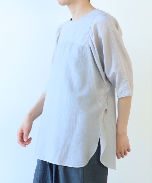 yuni（ユニ　）の「●sheer パフスリーブブラウス（シャツ/ブラウス・レディース・ブルー/グレー/ブラック・FREE）」の3枚目の写真