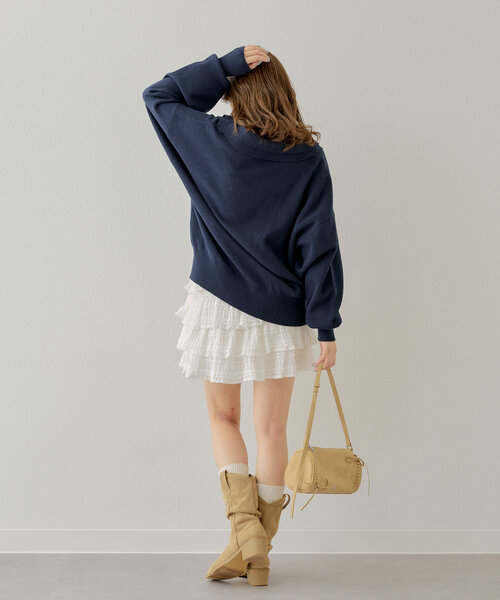 Chico（チコ）の「レースティアードフリルスカパン（スカート・レディース・ホワイト/ブラック/ライトベージュ・FREE）」の7枚目の写真