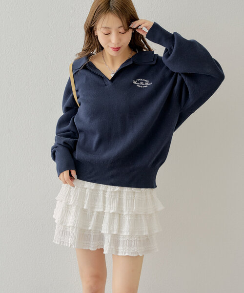 Chico（チコ）の「レースティアードフリルスカパン（スカート・レディース・ホワイト/ブラック/ライトベージュ・FREE）」の8枚目の写真