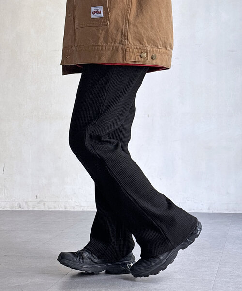 CPCM（シーピーシーエム）の「【マイナス3キロ見え！】ワッフルフレアパンツ（その他パンツ・レディース・ブラック/グレー/グリーン/レッド/ネイビー・MEDIUM/LARGE）」の10枚目の写真