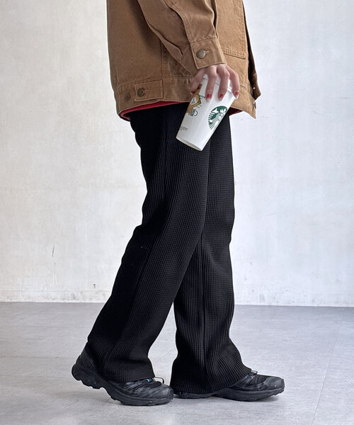 CPCM（シーピーシーエム）の「【マイナス3キロ見え！】ワッフルフレアパンツ（その他パンツ・レディース・ブラック/グレー/グリーン/レッド/ネイビー・MEDIUM/LARGE）」の12枚目の写真