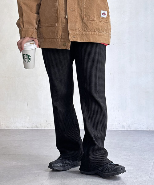 CPCM（シーピーシーエム）の「【マイナス3キロ見え！】ワッフルフレアパンツ（その他パンツ・レディース・ブラック/グレー/グリーン/レッド/ネイビー・MEDIUM/LARGE）」の13枚目の写真