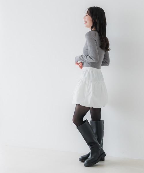 coca(coca)(コカ)の「【WEB限定セール】リブテレコクロップドトップス(ニット/セーター・レディース・グレー/ホワイト/ピンク/ブラック・S/L/M)」の21枚目の写真