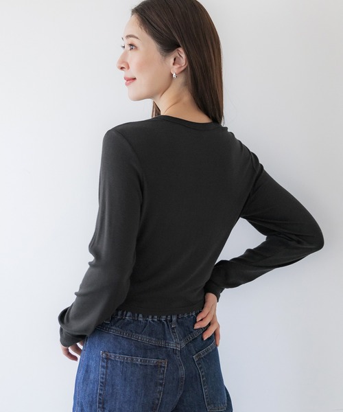 coca(coca)(コカ)の「【WEB限定セール】リブテレコクロップドトップス(ニット/セーター・レディース・グレー/ホワイト/ピンク/ブラック・S/L/M)」の14枚目の写真