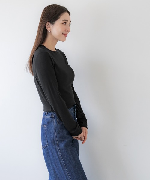 coca(coca)(コカ)の「【WEB限定セール】リブテレコクロップドトップス(ニット/セーター・レディース・グレー/ホワイト/ピンク/ブラック・S/L/M)」の16枚目の写真