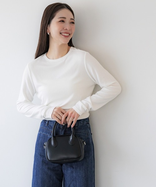 coca(coca)(コカ)の「【WEB限定セール】リブテレコクロップドトップス(ニット/セーター・レディース・グレー/ホワイト/ピンク/ブラック・S/L/M)」の7枚目の写真