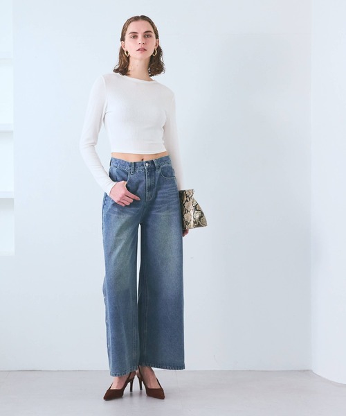 coca(coca)(コカ)の「【WEB限定セール】リブテレコクロップドトップス(ニット/セーター・レディース・グレー/ホワイト/ピンク/ブラック・S/L/M)」の9枚目の写真