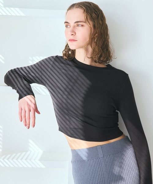 coca(coca)(コカ)の「【WEB限定セール】リブテレコクロップドトップス(ニット/セーター・レディース・グレー/ホワイト/ピンク/ブラック・S/L/M)」の20枚目の写真