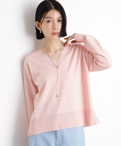 THE SHOP TK （ザ ショップ ティーケー ）の「【毛玉になりにくい】さらっとキレイVネックニット/洗濯機OK（ニット/セーター・レディース・アイボリー/サックスブルー/ブラック/ピンク系1/ライトグレー・12/13）」の5枚目の写真