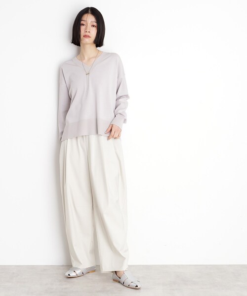 THE SHOP TK （ザ ショップ ティーケー ）の「【毛玉になりにくい】さらっとキレイVネックニット/洗濯機OK（ニット/セーター・レディース・アイボリー/サックスブルー/ブラック/ピンク系1/ライトグレー・12/13）」の6枚目の写真