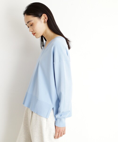 THE SHOP TK （ザ ショップ ティーケー ）の「【毛玉になりにくい】さらっとキレイVネックニット/洗濯機OK（ニット/セーター・レディース・アイボリー/サックスブルー/ブラック/ピンク系1/ライトグレー・12/13）」の13枚目の写真