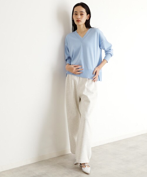 THE SHOP TK （ザ ショップ ティーケー ）の「【毛玉になりにくい】さらっとキレイVネックニット/洗濯機OK（ニット/セーター・レディース・アイボリー/サックスブルー/ブラック/ピンク系1/ライトグレー・12/13）」の14枚目の写真