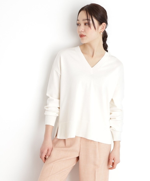 THE SHOP TK （ザ ショップ ティーケー ）の「【毛玉になりにくい】さらっとキレイVネックニット/洗濯機OK（ニット/セーター・レディース・アイボリー/サックスブルー/ブラック/ピンク系1/ライトグレー・12/13）」の17枚目の写真