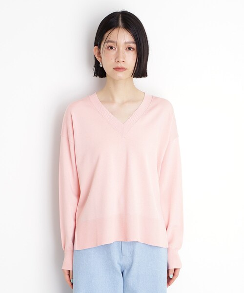 THE SHOP TK （ザ ショップ ティーケー ）の「【毛玉になりにくい】さらっとキレイVネックニット/洗濯機OK（ニット/セーター・レディース・アイボリー/サックスブルー/ブラック/ピンク系1/ライトグレー・12/13）」の21枚目の写真