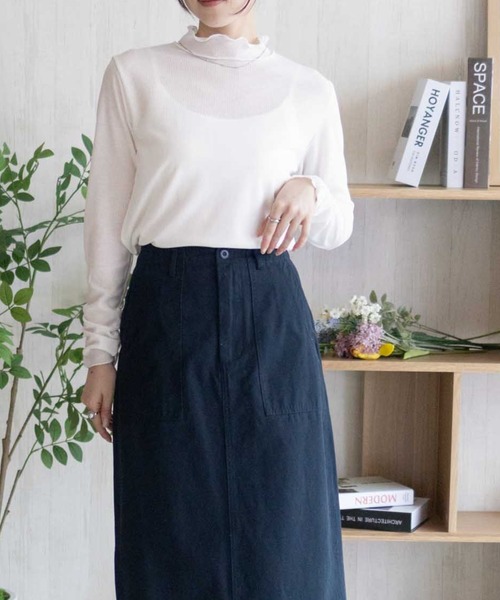 NAVY(ネイビー)の「nAvy シアーリブハイネック(Tシャツ/カットソー・レディース・ブラック/オフホワイト・M/L)」の5枚目の写真