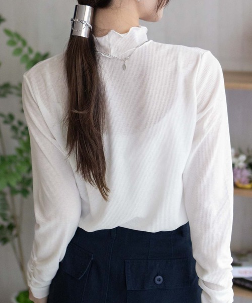 NAVY(ネイビー)の「nAvy シアーリブハイネック(Tシャツ/カットソー・レディース・ブラック/オフホワイト・M/L)」の8枚目の写真