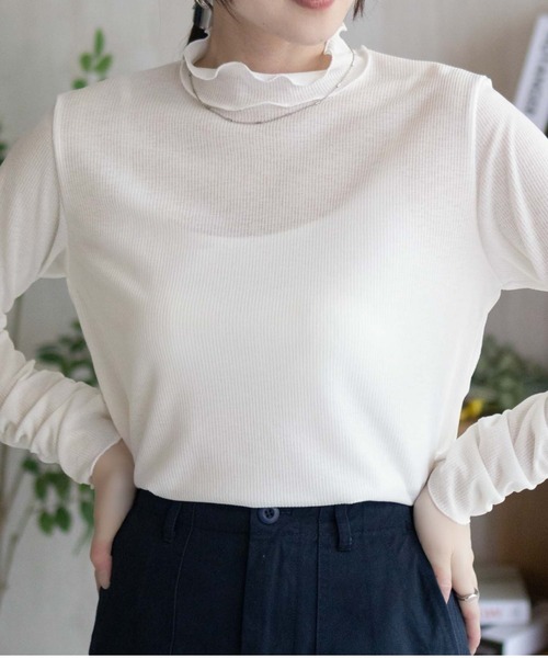 NAVY(ネイビー)の「nAvy シアーリブハイネック(Tシャツ/カットソー・レディース・ブラック/オフホワイト・M/L)」の7枚目の写真