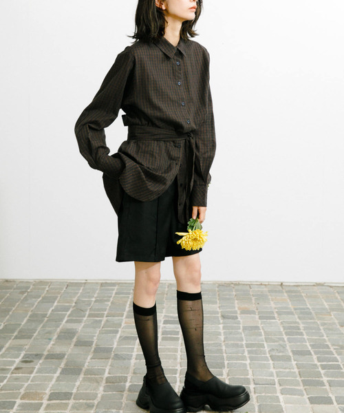 KBF（ケイビーエフ）の「ピンタックショートパンツ（その他パンツ・レディース・ブラック/ライトグレー/ブラウン・ONE）」の10枚目の写真