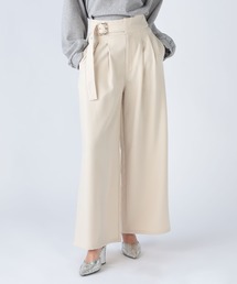ウエストベルトデザインワイドパンツ