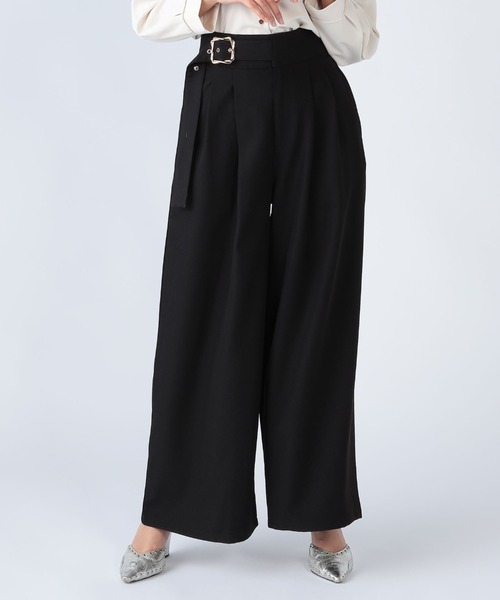 CECIL McBEE(セシルマクビー)の「ウエストベルトデザインワイドパンツ(その他パンツ・レディース・アイボリー/ブラック・MEDIUM)」の2枚目の写真