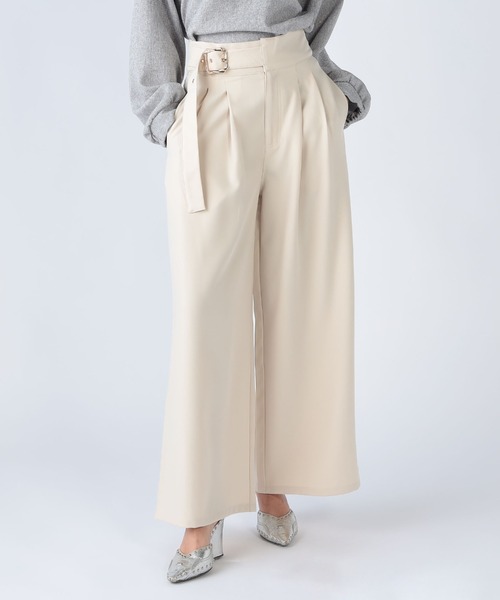 CECIL McBEE(セシルマクビー)の「ウエストベルトデザインワイドパンツ(その他パンツ・レディース・アイボリー/ブラック・MEDIUM)」の6枚目の写真