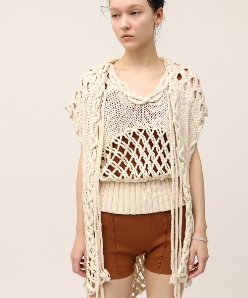 【新品タグ付き】leinwande Mix Yarn Crochet Vest Mix Yarn Crochet Vest/Black | leinwände | ラインヴァンドの公式