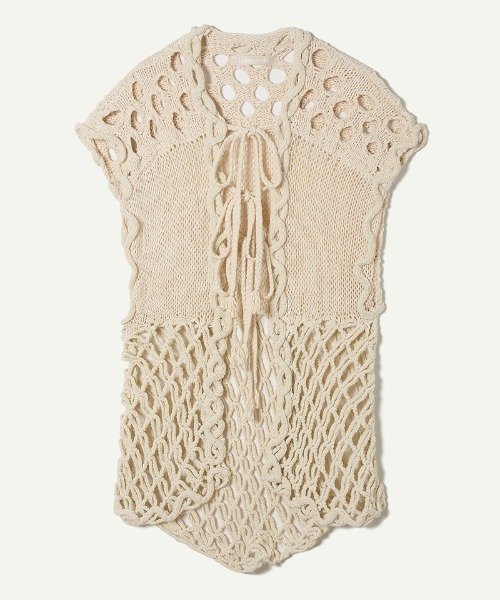 セール】Mix Yarn Crochet Vest（ベスト）｜leinwande（ラインヴァンド