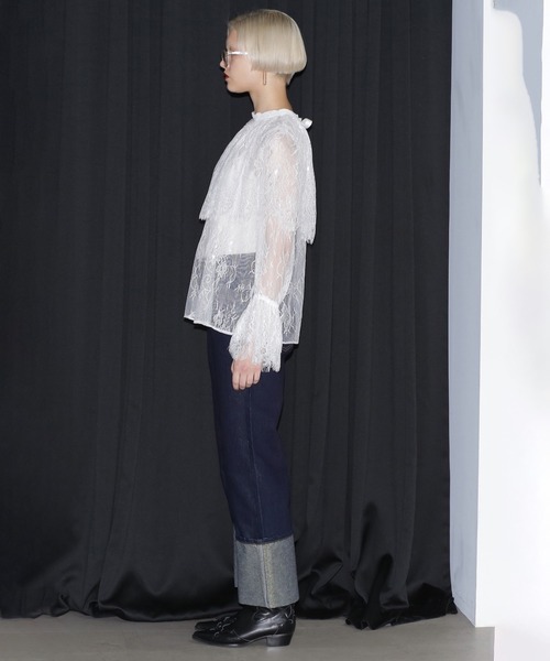 ROSE BUD（ローズバッド）の「(mici)レースケープブラウス（シャツ/ブラウス・レディース・ホワイト/ブラック・ONE SIZE）」の3枚目の写真