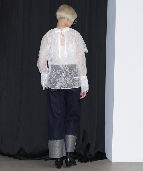 ROSE BUD（ローズバッド）の「(mici)レースケープブラウス（シャツ/ブラウス・レディース・ホワイト/ブラック・ONE SIZE）」の4枚目の写真