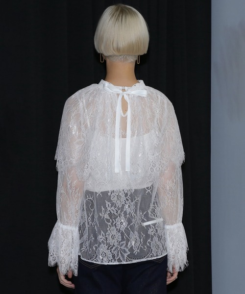 ROSE BUD（ローズバッド）の「(mici)レースケープブラウス（シャツ/ブラウス・レディース・ホワイト/ブラック・ONE SIZE）」の7枚目の写真