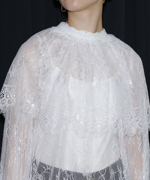 ROSE BUD（ローズバッド）の「(mici)レースケープブラウス（シャツ/ブラウス・レディース・ホワイト/ブラック・ONE SIZE）」の8枚目の写真